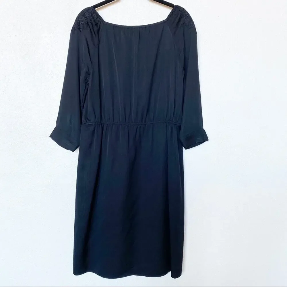 Elie Tahari Lace Shoulder Drawstring Waist Dress Size 8